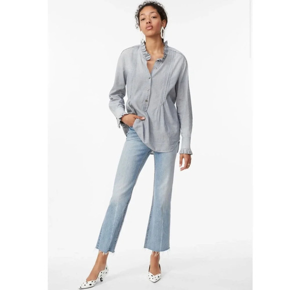 LA VIE Striped Top Ruffle Trim - Picture 2 of 9